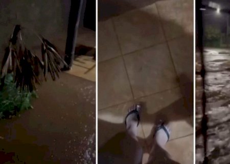 Chuva forte provoca alagamentos e moradores têm casas invadidas pela água em Nova Andradina