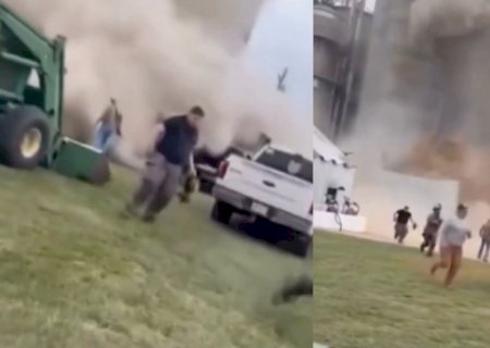 VÍDEO: Silo de grãos desaba e causa desespero entre trabalhadores