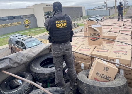 Em Deodápolis, DOF apreende carreta com cigarros e pneus avaliados em mais de R$ 1 milhão