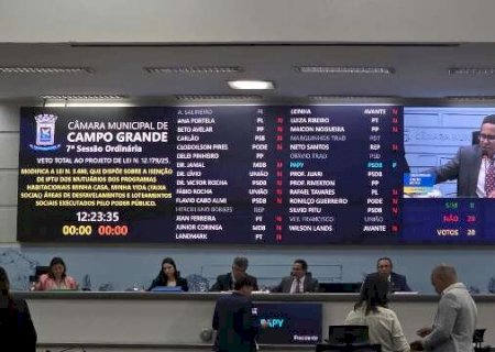 C&acirc;mara se Campo Grande derruba veto e mant&eacute;m isen&ccedil;&atilde;o do IPTU para im&oacute;veis at&eacute; R$ 100 mil