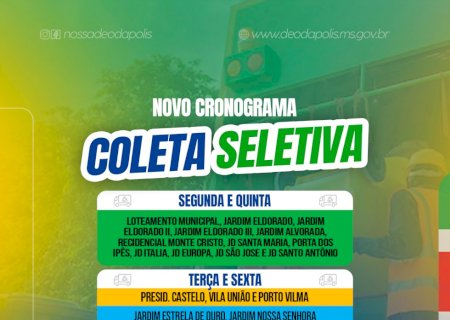 Novo cronograma da Coleta Seletiva em Deodápolis