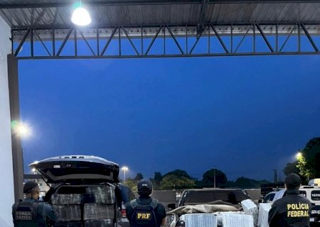 PRF, PF e PM apreendem 1,5 tonelada de maconha em Mundo Novo (MS)