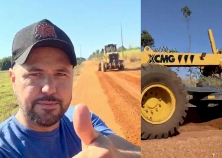 Vereador Daniel Hilário acompanha patrolamento de estrada rural em Vicentina durante o recesso parlamentar