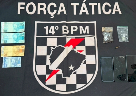 Força Tática  prende jovens e apreende adolescente em ocorrência de tráfico de drogas e corrupção de menores em Fátima do Sul>